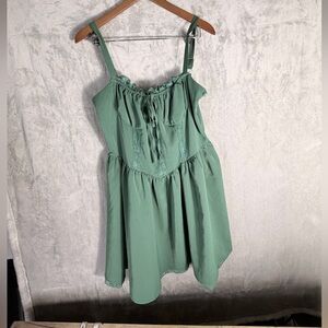 Sage Green Lace-Up Corset-Style Mini Dress Size large